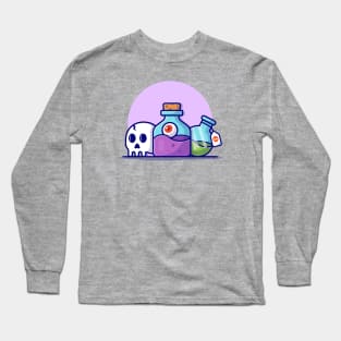 Skull And Poison Cartoon Vector Icon Illustration Long Sleeve T-Shirt